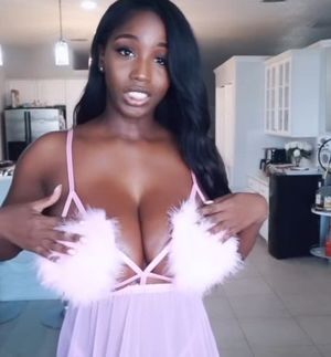 Ellie Mae touching boobs pink nightie
