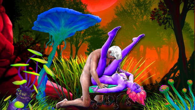 Space Captain Fred nailing spicy alien pussy in jungle on Venus.