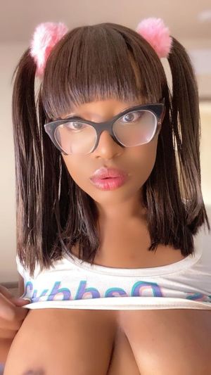 Ebony slut with glasses