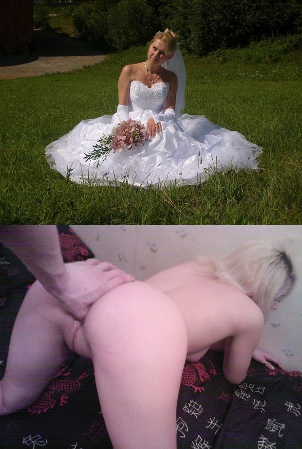 The bride gets a thumb in Her ass