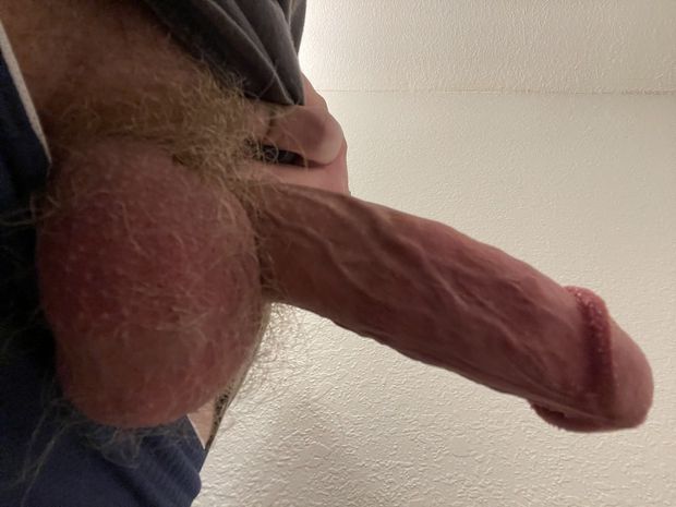 Hard, thick cock with balls full and heavy with cum, feel free to contact