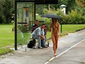 Walking nude in the rain