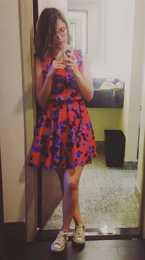 Josefina in a cute dress with no underwear