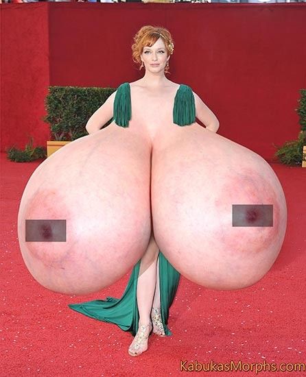 Christina Hendricks Exposing Her Giant MILF Tits Out