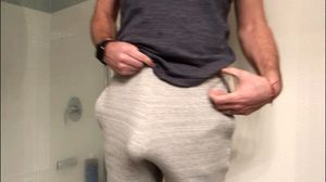 Trying on a new pair of pants