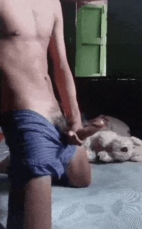 Ry pleasuring his horse-cock as he dreams of his mother's wet, hot pussy