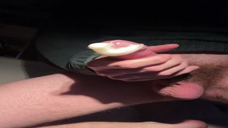 moaning while cumming into a condom after edging for a while