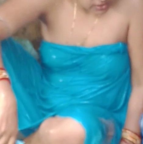 Beautiful woman bath cute boob