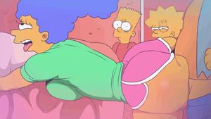 Bart & Lisa watching mommy get bent over and fucked
