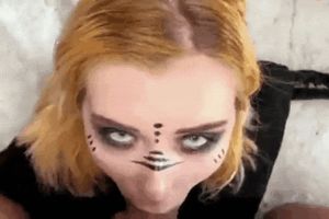 Intense eye contact from face-fucked goth teen, Sweetiefox