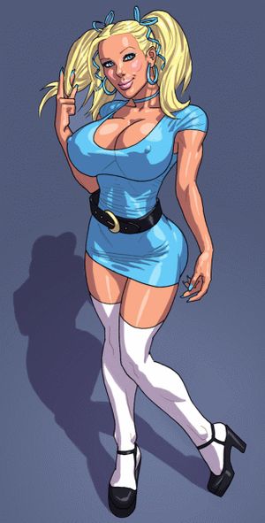 Big tit blonde chick with pigtails