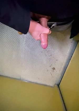 Cumming inside elevator