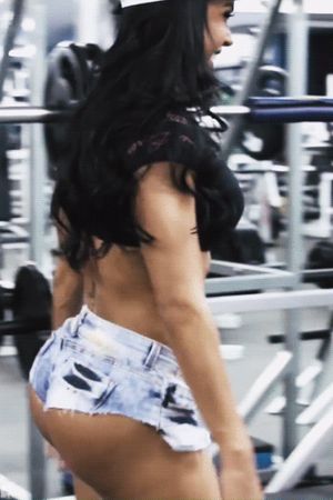 Fit babe wearing daisy dukes