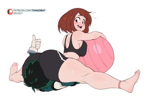 midoriya with ass in uraraka's face