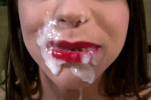 Juicy cumslut with red lips