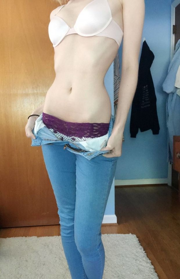 skinny slut strips naked to send photos to her neighbor while her husband is working
