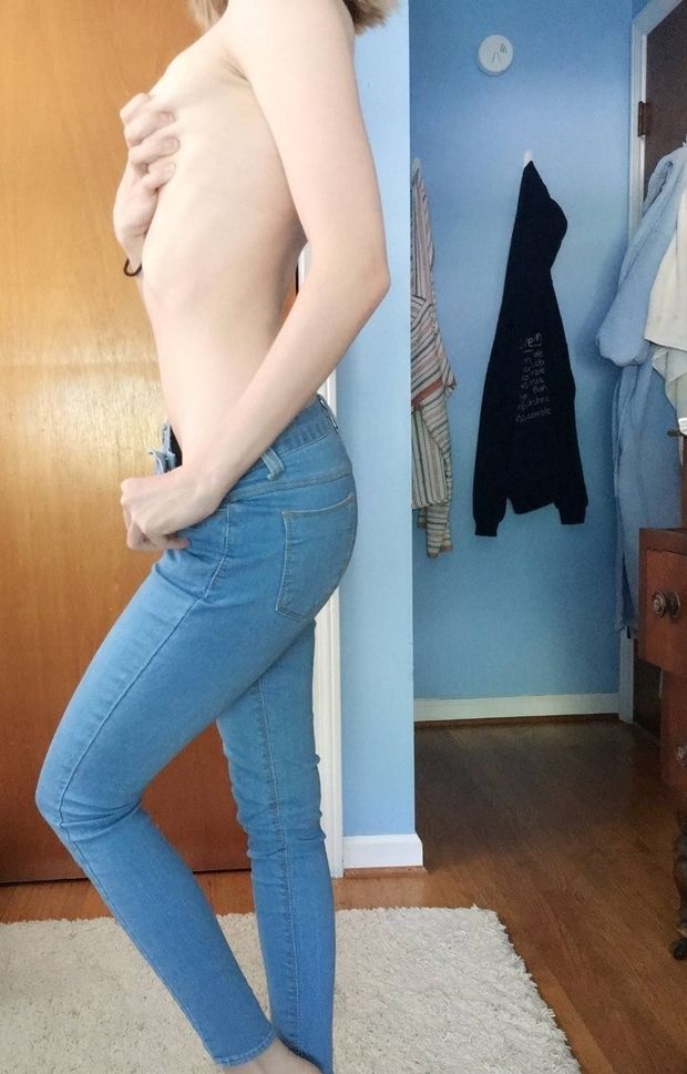 skinny slut strips naked to send photos to her neighbor while her husband is working