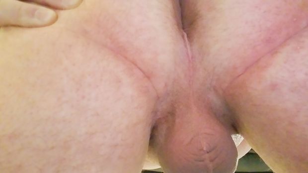 A little bit of hole peeking out just above my balls.