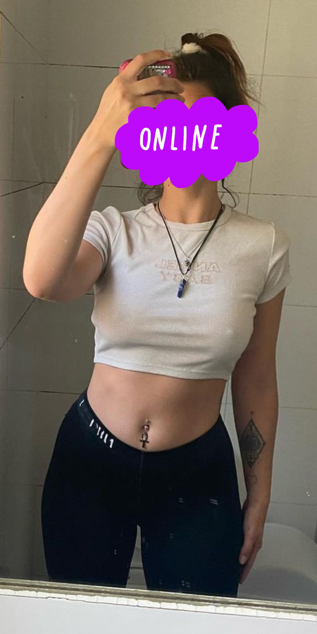 Horny teen schoolgirI selfie see through her natural tits and nipples under tshirt