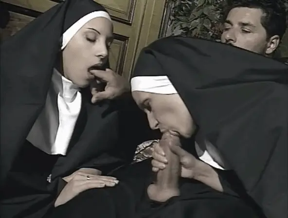 Horny nuns worshipping cock
