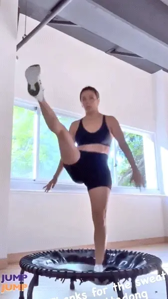 Exercising, trampoline style.