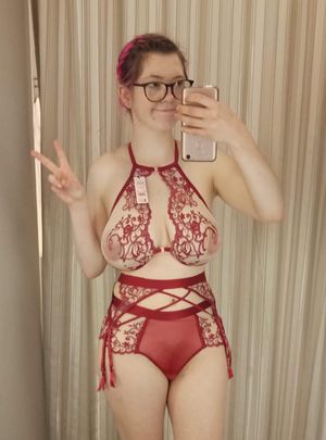 Nerdy gal trying on that sexy stuff :)