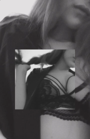 My real teen girlfriend teasing me with black lingerie showing her big natural tits while i m at work . Should i skip work and fuck her ?