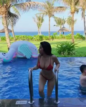 Vietnamese bikini Big boobs pool