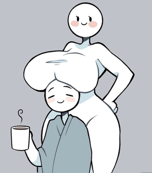 The feeling of having big titties on your head…