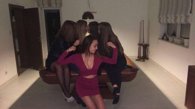 my girlfriend with friends before cheating
