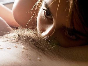 Eating out a hairy pussy