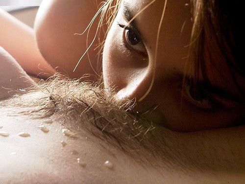 Eating out a hairy pussy