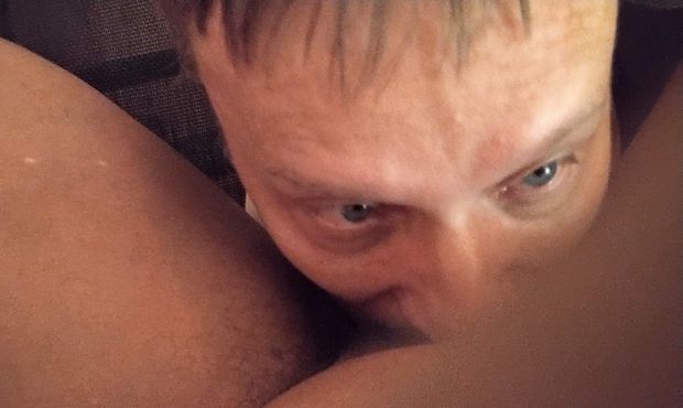 draining cunt juice from hairy granny cunt on the licking chair