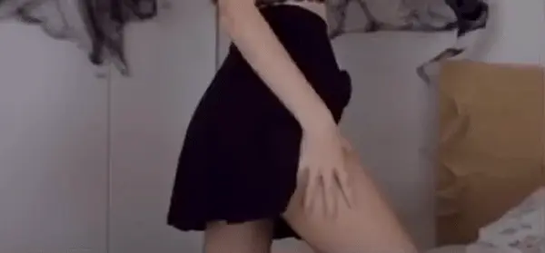 Black skirt ass tease