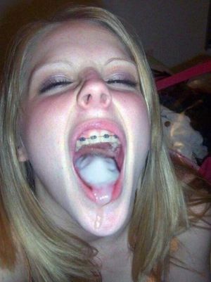 Amateur blond with a mouth full of cum