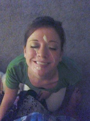 Adorable amateur brunette smiling with her facial