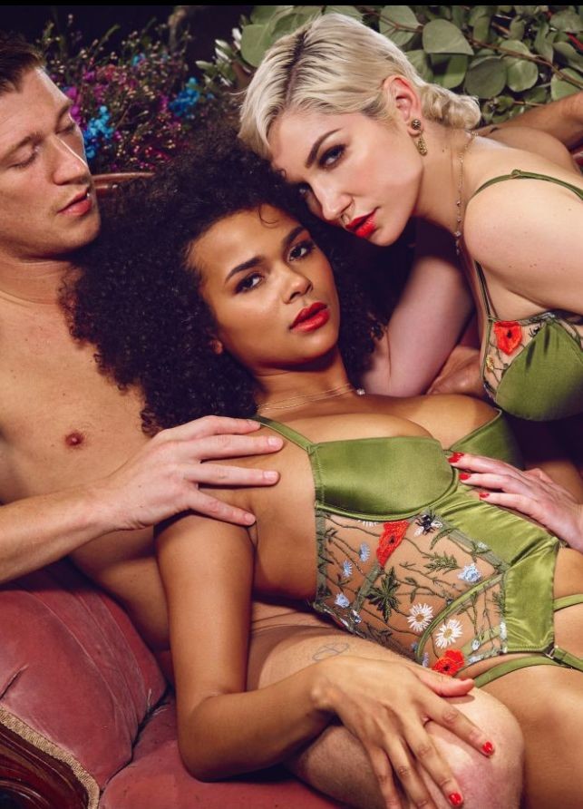 Alina and Skye in Flowered Erotic Mood with Lover