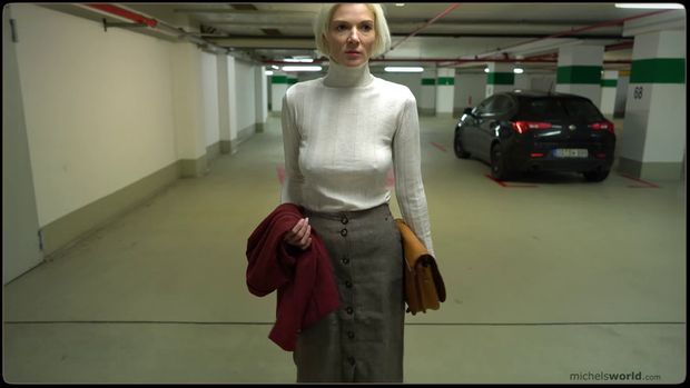 Braless blonde