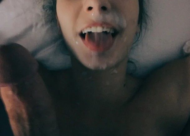 Hot facial on this smiling brunette