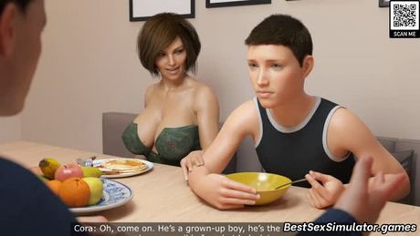 Short hair 3D MILF fucked by stepson