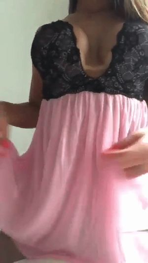 brunette with a very short and tight dress showing her beautiful tits and her pussy