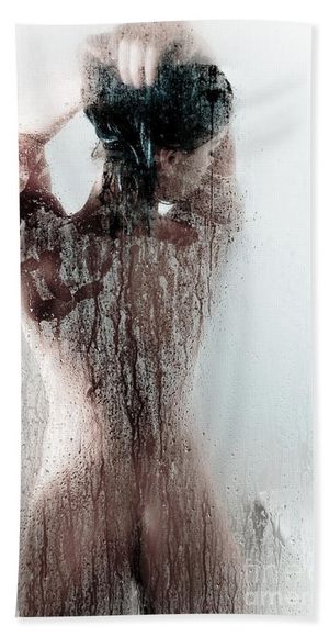 Bathing brunette babe