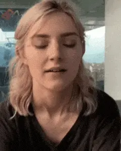 Eva going down on a sky lift