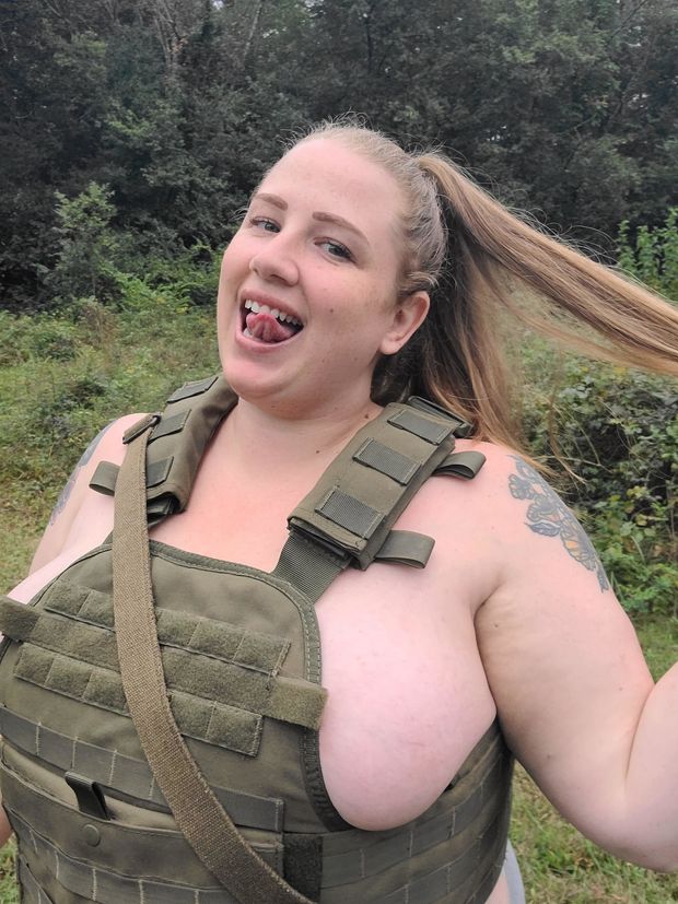 Chubby chick in plate carrier vest