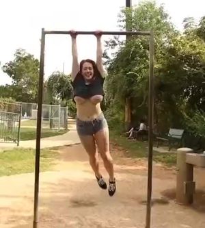 Jumping on a pull up bar