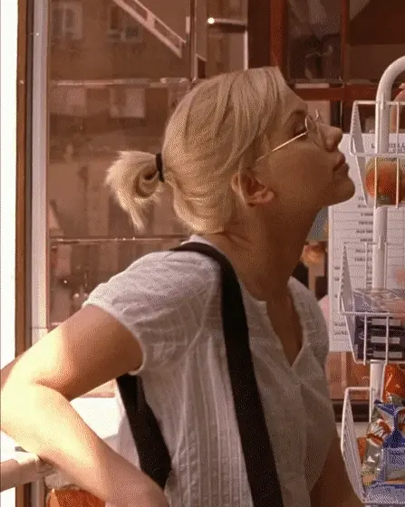 Cute blonde slut wearing glasses bouncing boobs