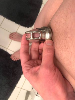 No more playing with my baby dick - locked in a custom, piercing-secured, titanium cage for permanent wear