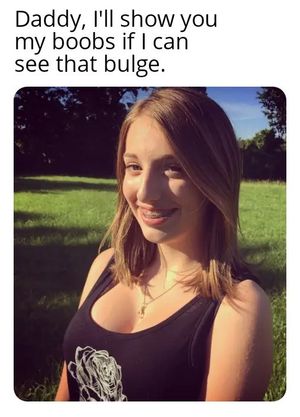 Trin shows Daddy her boobs