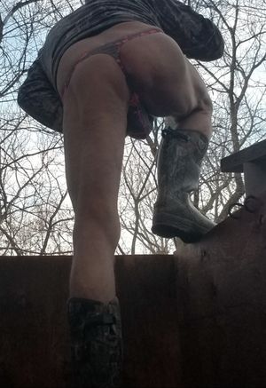 Hunt in thong with lube