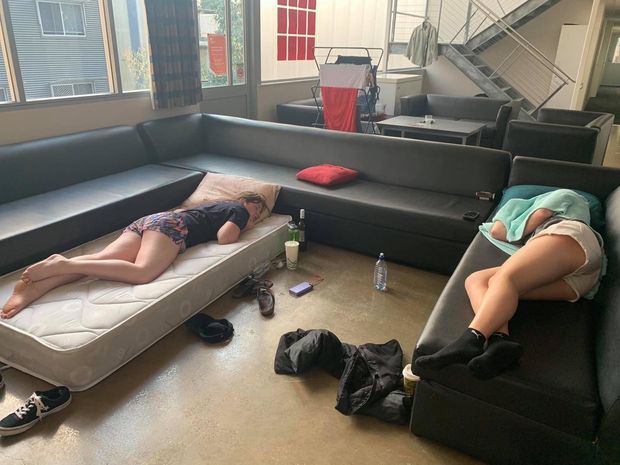 Teens sleeping